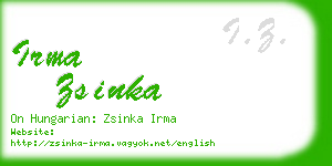 irma zsinka business card